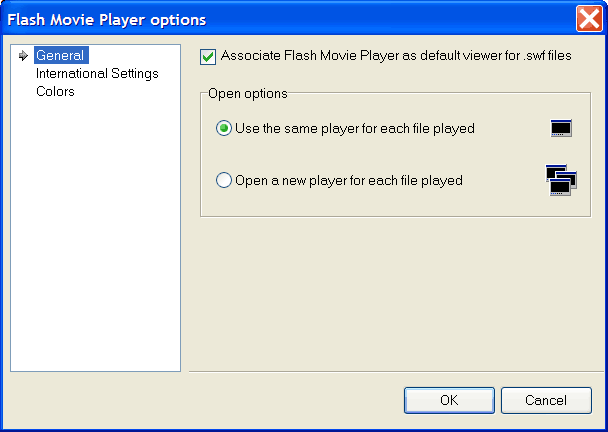 Flash Movie Player general options
