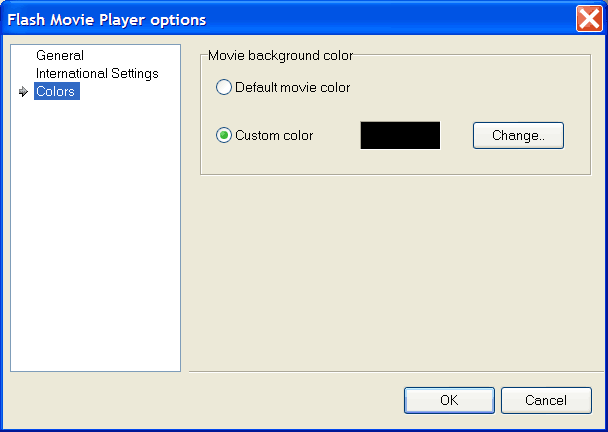 Flash Movie Player color settings