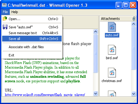 Winmail Opener welcome screen